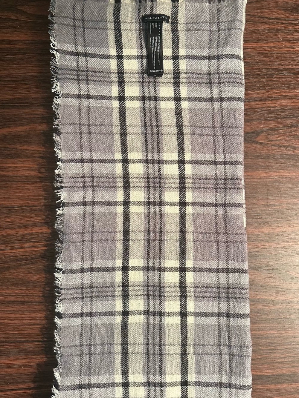 All Saints Purple and Gray Plaid Men's Scarf